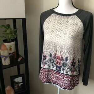 *REWIND* Tan x Gray Pattern Long Sleeve Shirt